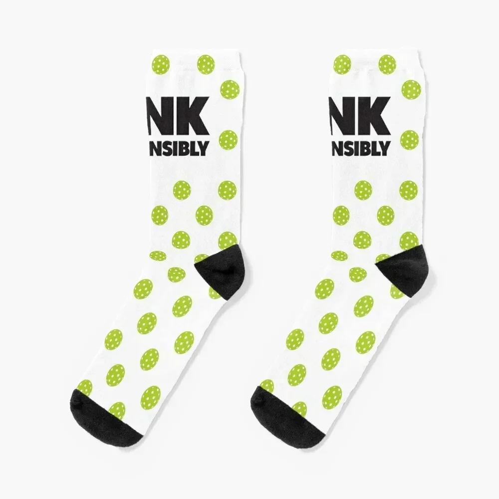 

Dink Responsibly Pickleball Pattern Green Socks Stockings compression christmas gifts gift kawaii Socks For Man Women's