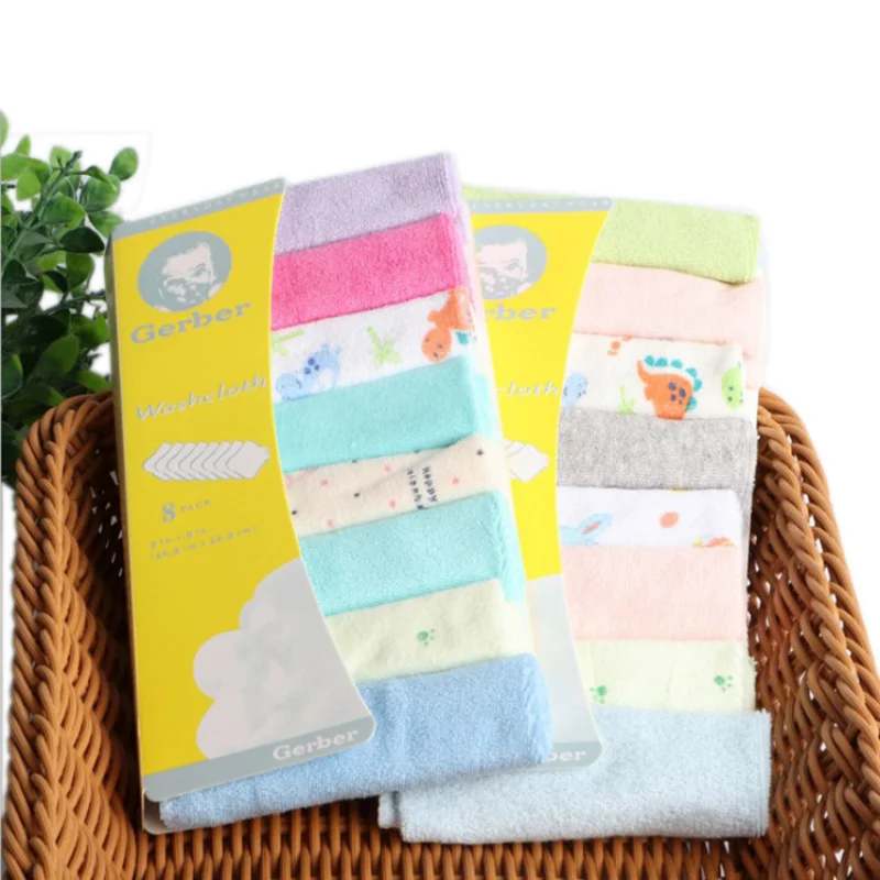 8Pcs/lot Baby Infant Newborn Bath Towel Washcloth Bathing Feeding Wipe Cloth Soft Cotton Towel for Baby Washing Face Baby Towels