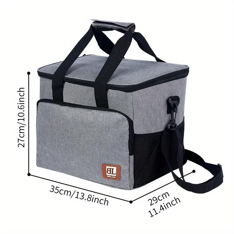 Large Insulated Cooler Portable Lunch Bag, Outdoor Thermal Picnic Tote With Aluminum Foil Lining, Foldable Hand-carry Ice Pack