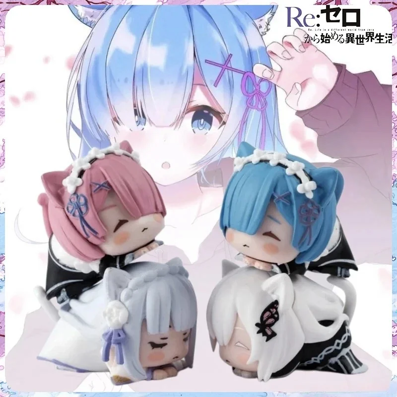 Figuras de acción de Re Zero Rem de 2 pulgadas, bonitas figuras de acción de Ram PVC Emilia, gato Echidna Rem, figuras bonitas Re 0, decoración de escritorio, juguete para regalo
