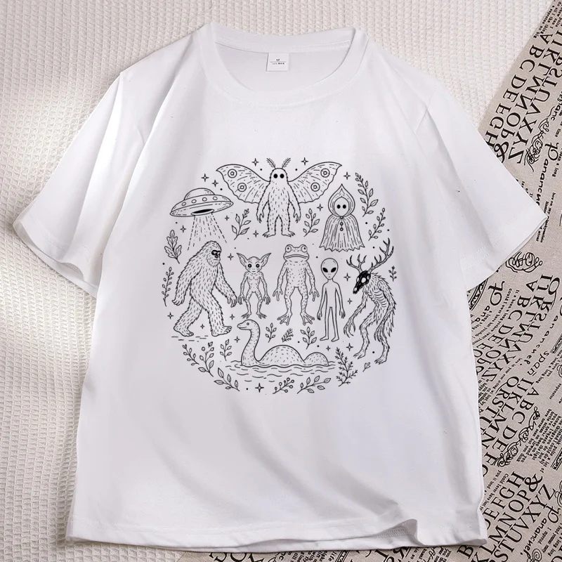 Respect The Locals Cryptid T Shirt Comfort Bigfoot Mothman Alien Graphic Tee Cotton Short Sleeve Printed Tshirt Men Women
