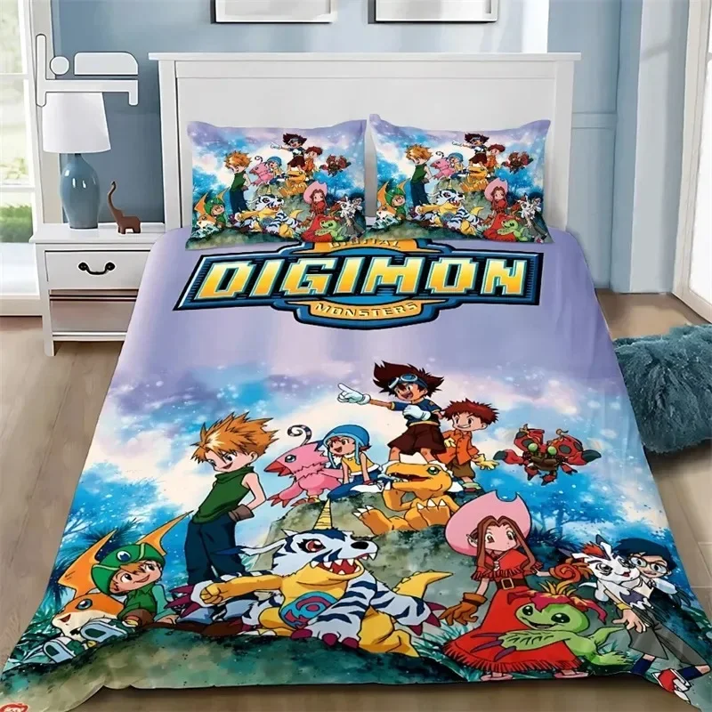 Cartoon Cover Pillowcase Bedding Set D-DigimonS Greymons Adult Boy Girl Bedroom Decoration Children Single Double Large Size