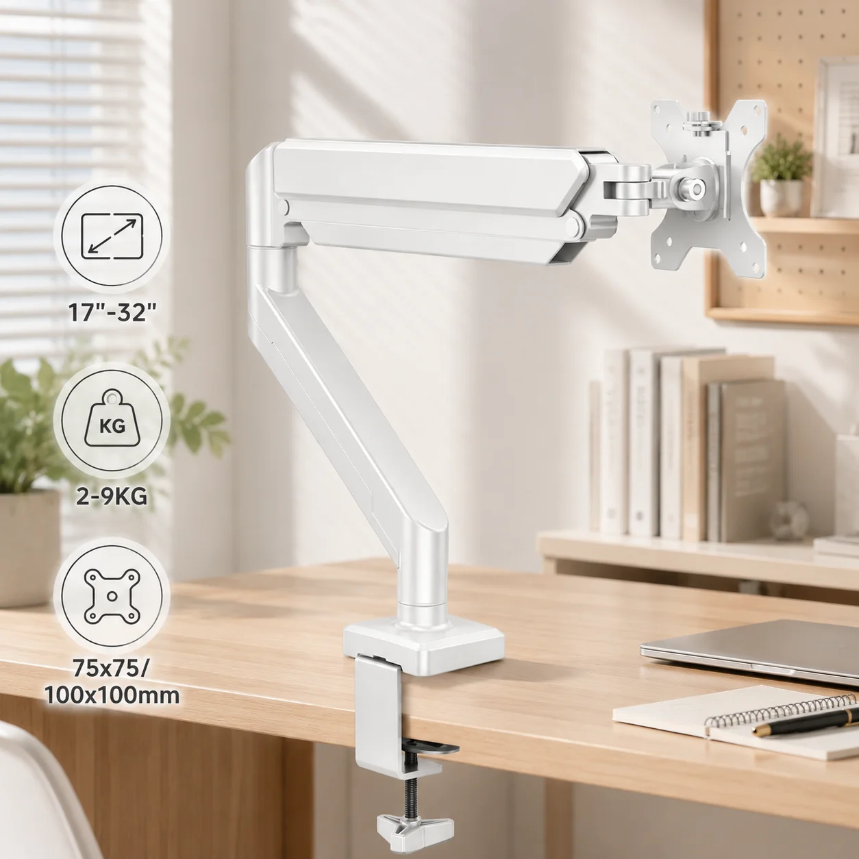 Bras ergonomique pour moniteur unique, support de bureau entièrement réglable, support robuste compa