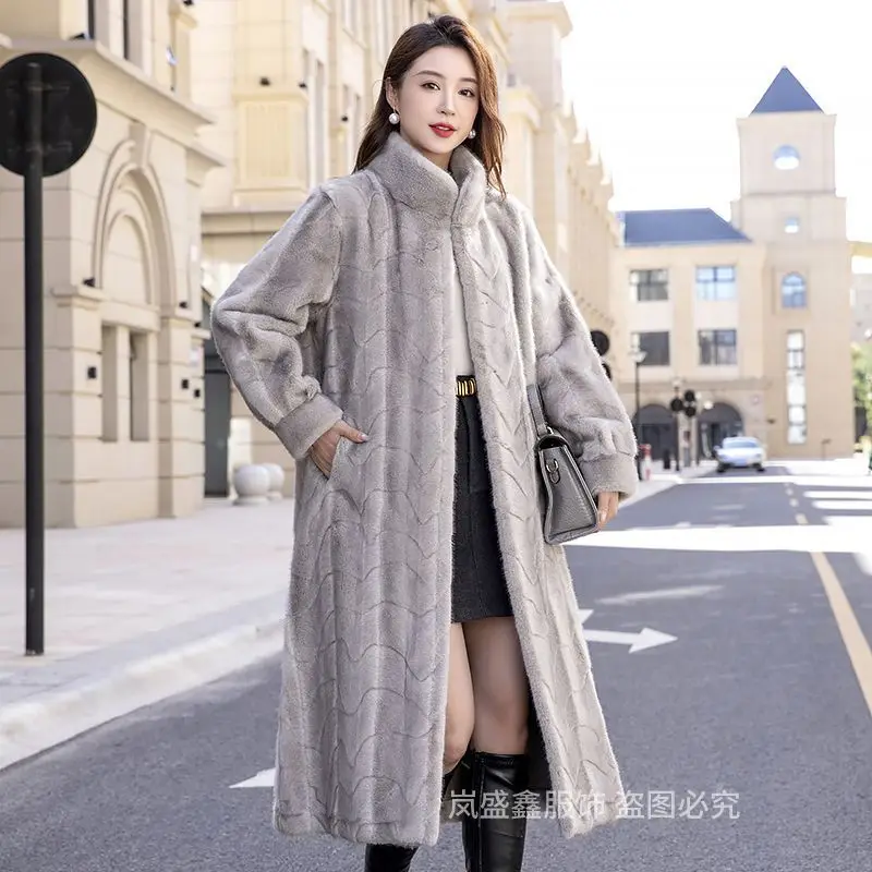 Fur Coat Women Autumn Winter 2026 New Wide Mink Fur Jacket Long Fashion Outwear Temperament Environmental Fur Integration Female
