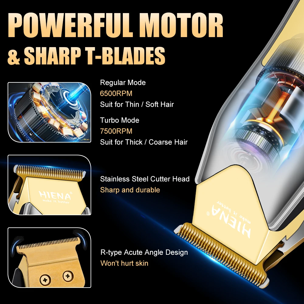 

Professional Brushless Motor Hair Clipper, Stylist-Grade, Rechargeable Cordless Electric Grading Clipper