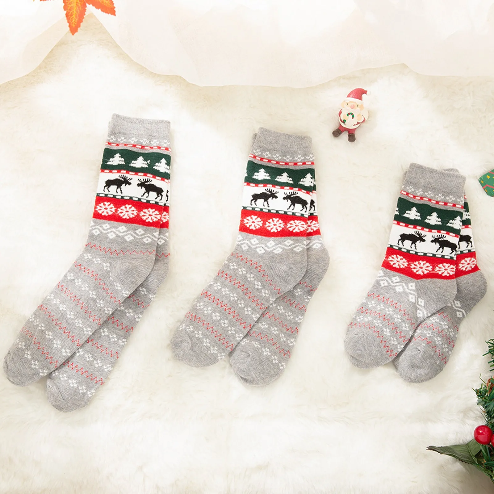 New Year Christmas Socks Fun Christmas Santa Claus Tree Snowflake Elk Knitting Family Socks Funny New Year Christmas Gift