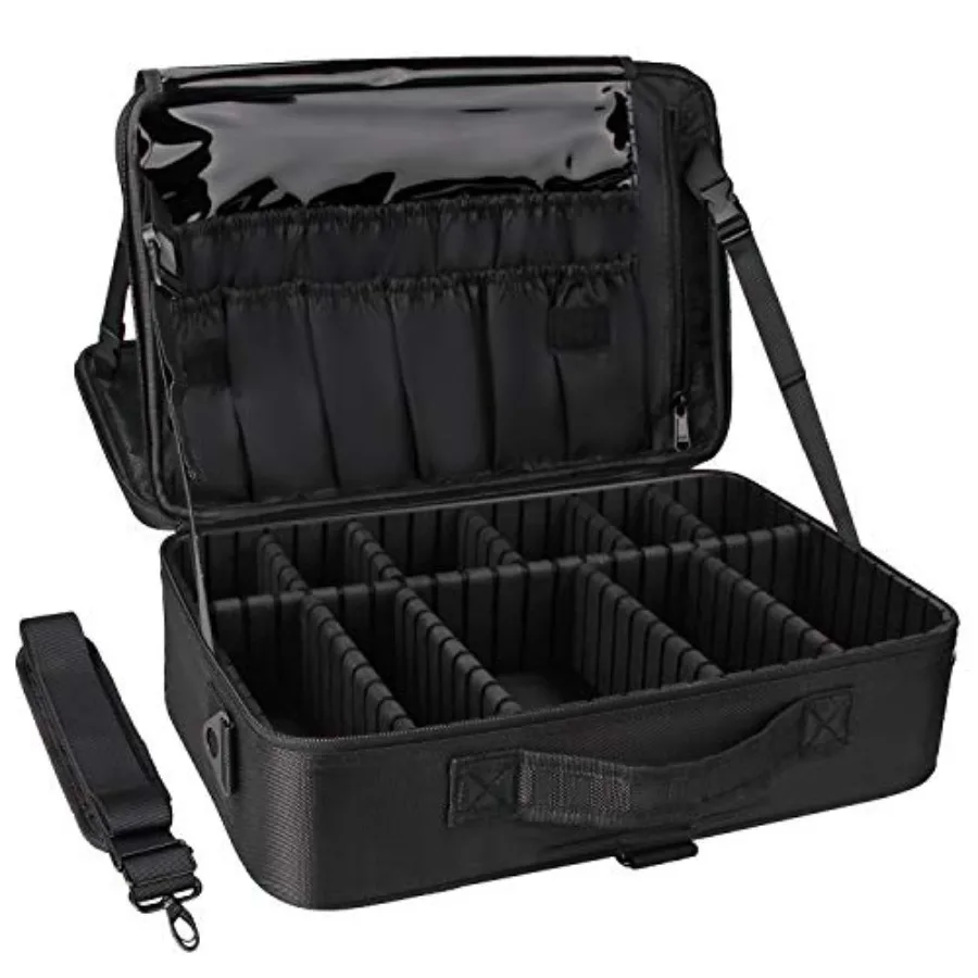 

Travel Makeup Train Case Cosmetic Case Organizer Portable Artist Storage Bag with Adjustable Dividers for Cosmetics Makeup Brus