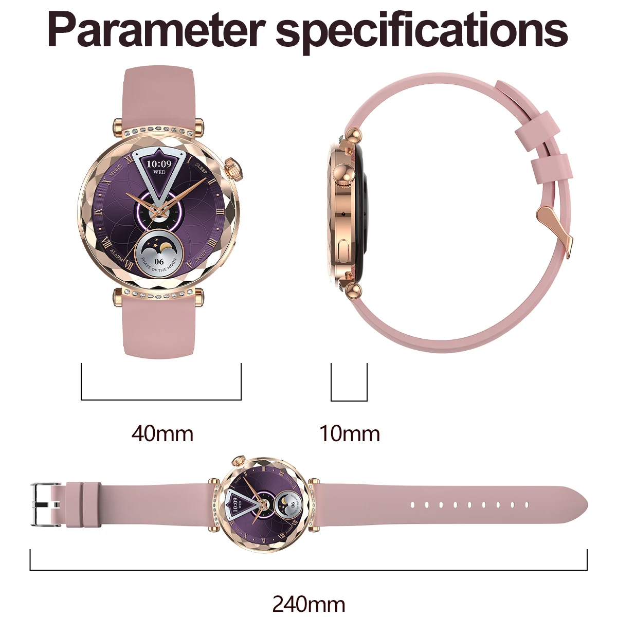 Relojes inteligentes con llamada de diente azul a la moda, pantalla AMOLED de 1,19 pulgadas, reloj inteligente deportivo con ritmo cardíaco para mujer, reloj inteligente con música resistente al agua NFC