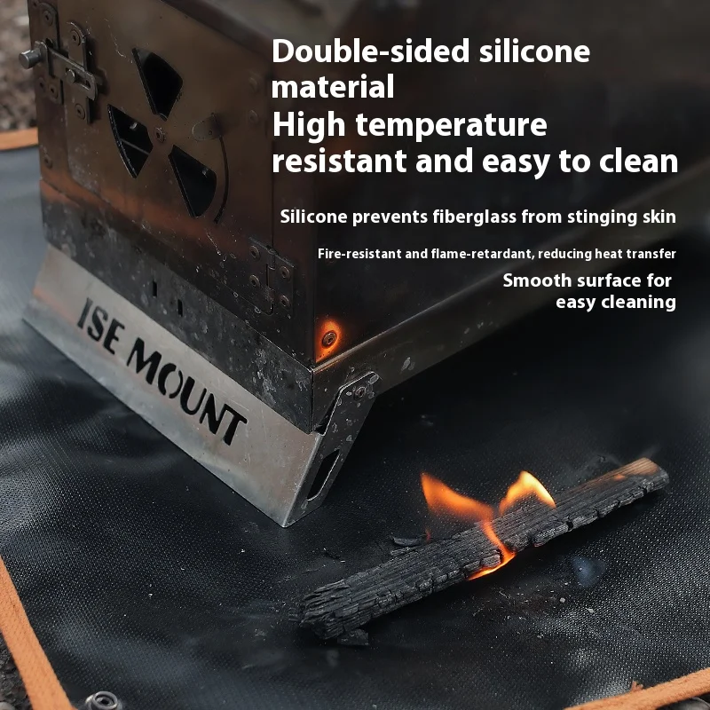 التخييم في الهواء الطلق بطانية مقاومة للحريق ارتفاع درجة الحرارة مقاومة سيليكون حريق القماش شواء شواء بساط عازل للحرارة #2