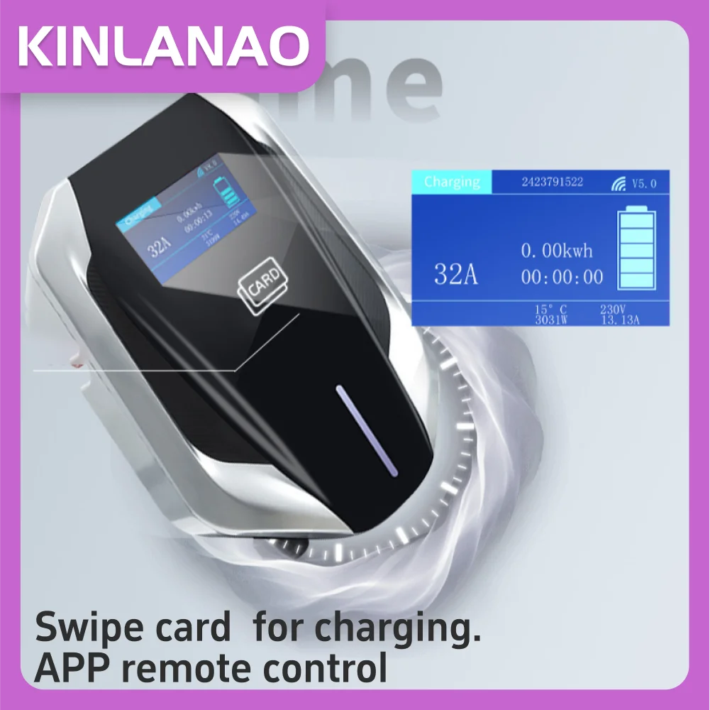 KINLANAO Type2 wallbox EV chargers 16A 11KW 3Phase 5M home and commercial forcarro electrico adullto