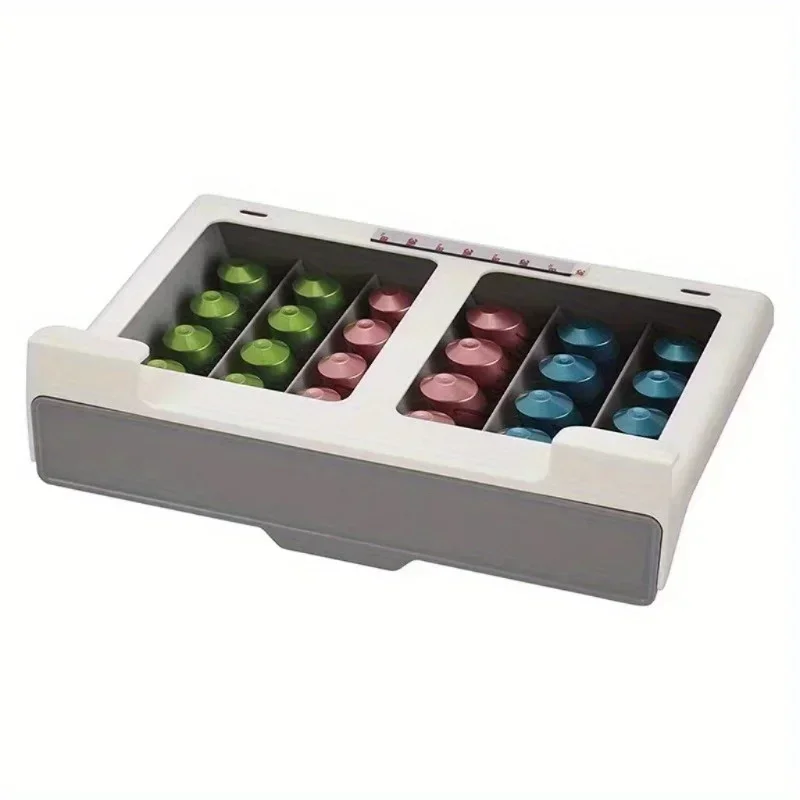1pc 6 Grid Capsule Coffee Tea Bag Organizer Small Drawer Organizer Box No-Punch Space-Saving Storage Boxes  Capsule Holder