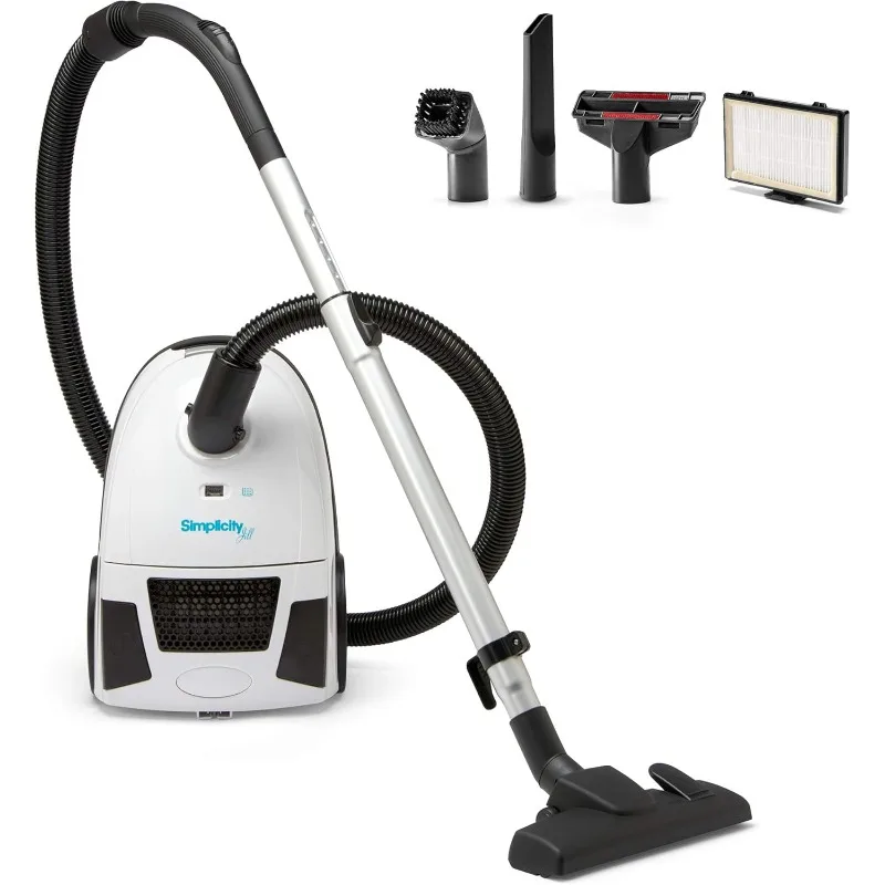 

Simplicity Vacuums Jill Canister Vacuum Cleaner, Hardwood Floor Vacuum with Dual-Certified HEPA Vacuum Filter and Bag