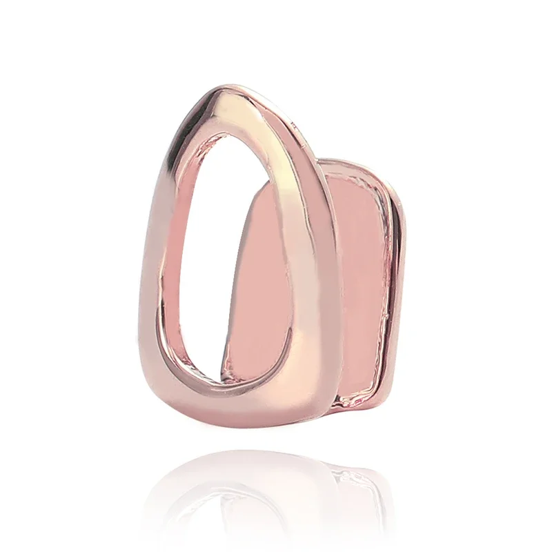 Tapas de parrillas de dientes individuales de Hip Hop, parrillas dentales superiores chapadas en oro, cara abierta, parrillas superiores de vampiro, oro, plata, oro rosa