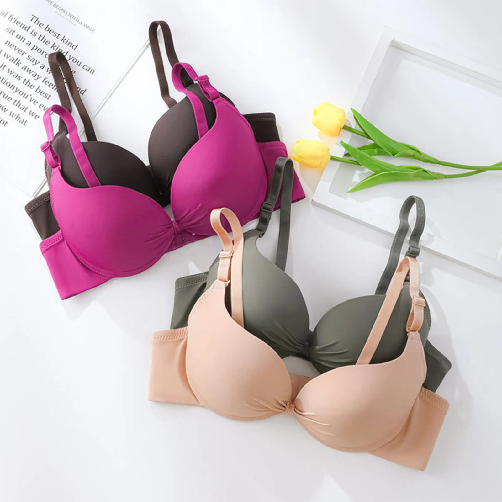 Anti-flacidez Soft Steel Comfort Bra, Sutiã coletado liso para festa, Suprimentos de vestido de noite