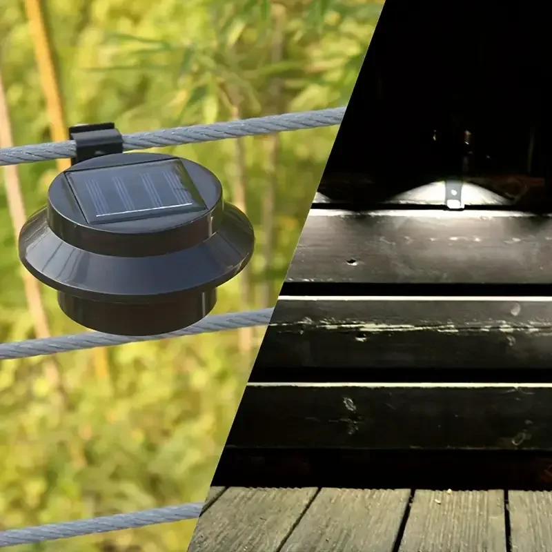 3 LED Solar-Powered Gutter Lights, with Automatic On-Off Function. Made of Weather-Resistant Plastic. No Drilling Required