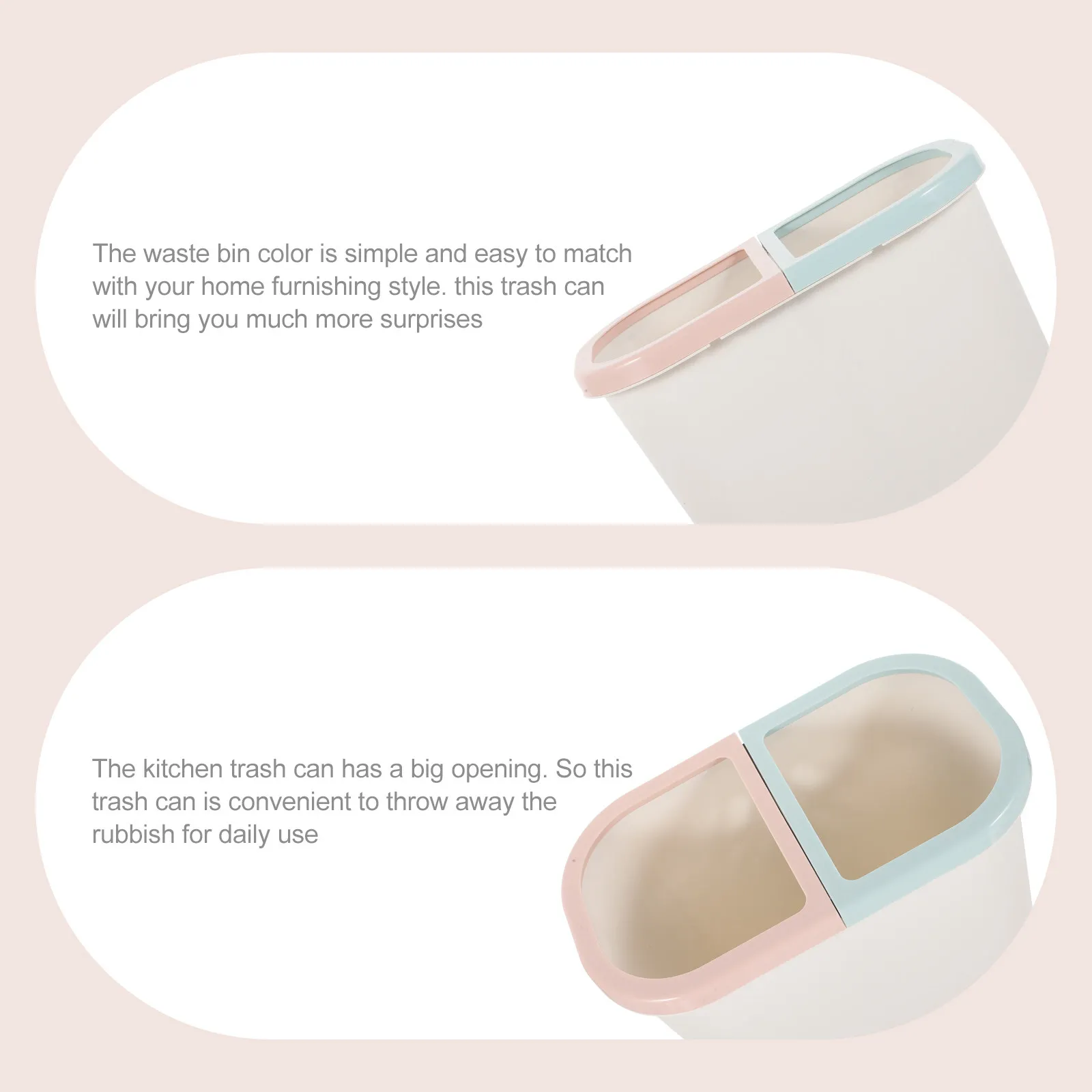 

Dual Compartment Garbage Can Modern Simple Style Trash Bin for Kitchen Bathroom School Compact Size White Pedal Bin