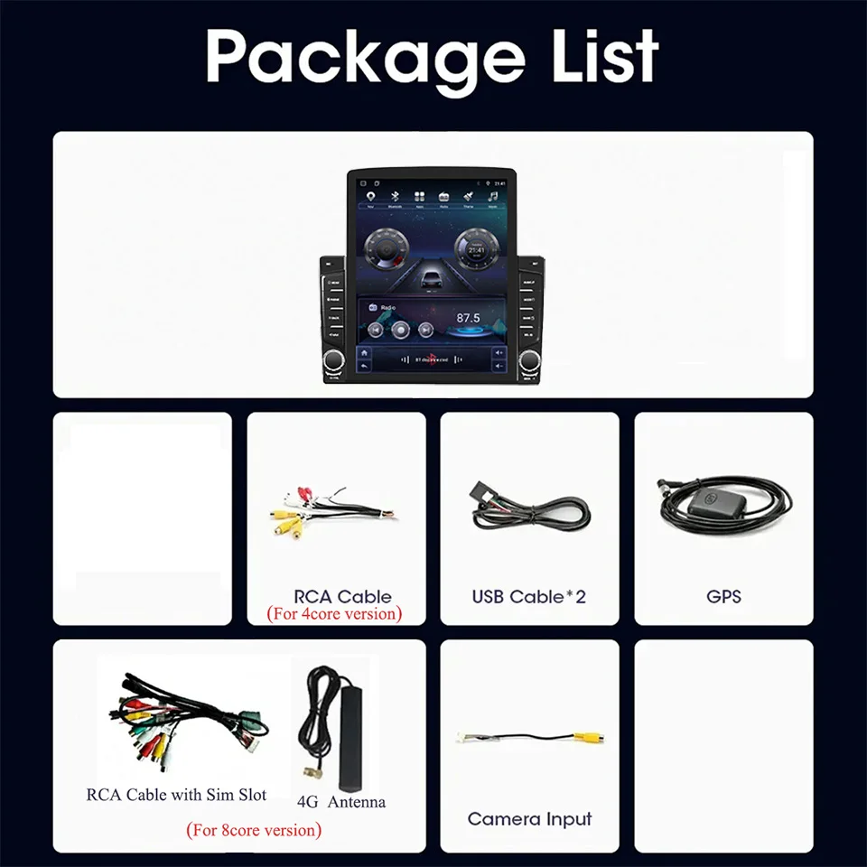 Android 14 2+32G 4+64G 8+128G Vetical Screen Car Radio Video Multimedia Player Tape Recorder GPS Navigation Monitor With Carplay
