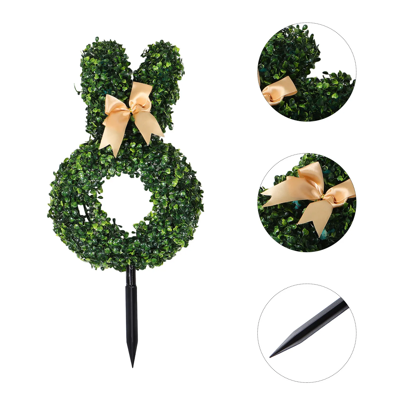 

Easter Bunny Topiary with Festive Bow Realistic Artificial Rabbit Plant for Indoor Outdoor Decor Garden Stake Festival