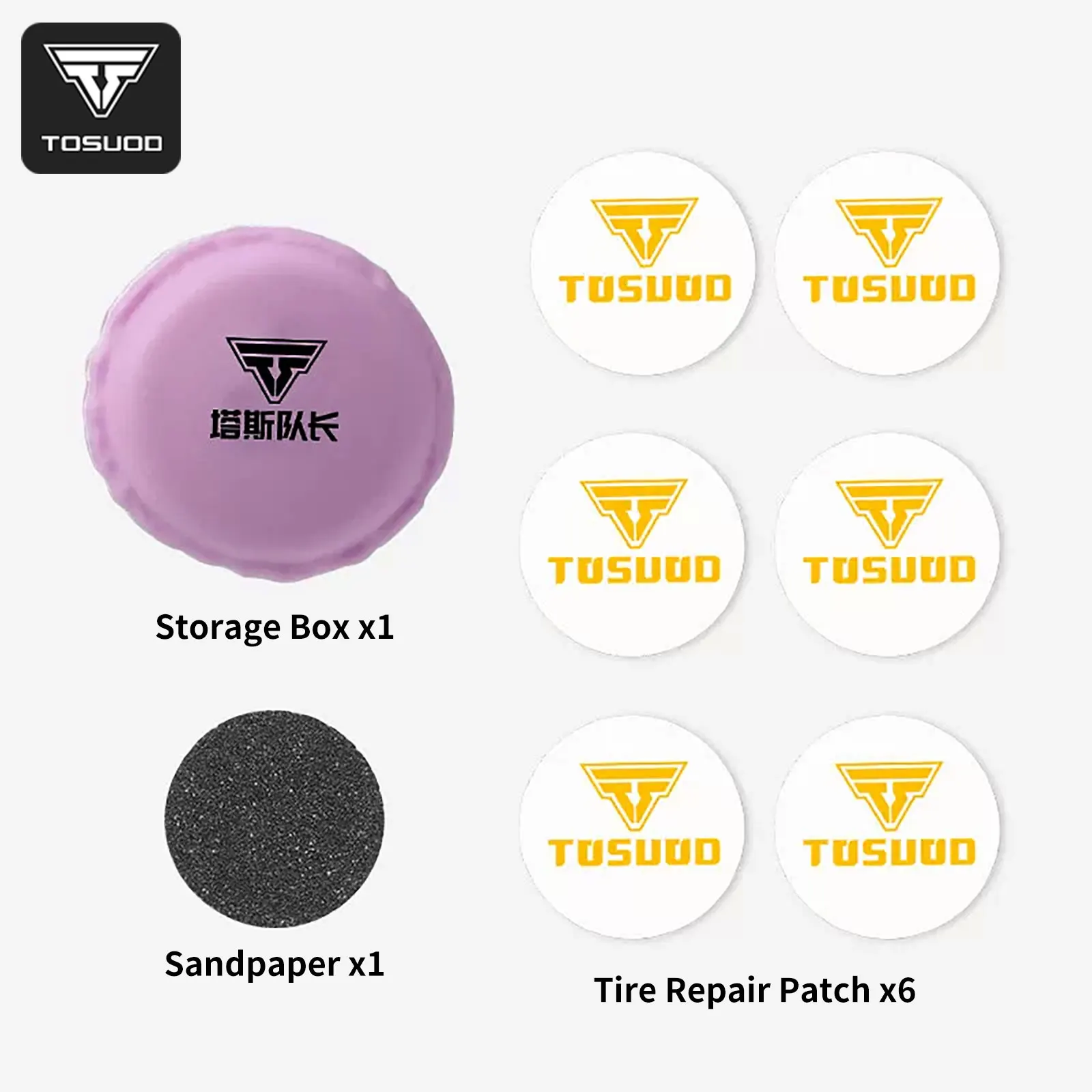 TOSUOD Bicycle Tire Repair Patches Kit No‑Glue Self‑Adhesive Bike Inner Tube Puncture Repair Patches with Storage Box Sandpaper
