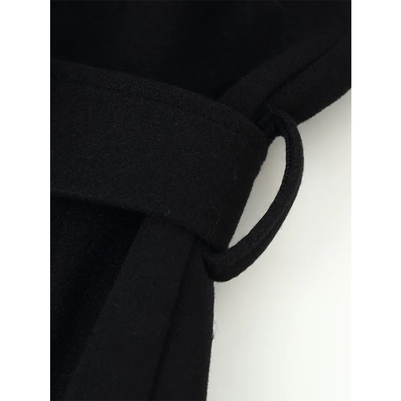 YENKYE 패션 인조 모피 칼라 가을 겨울 따뜻한 울 코트 여성용 긴 소매 벨트 포함 우아한 아우터웨어 시크 여성 의상