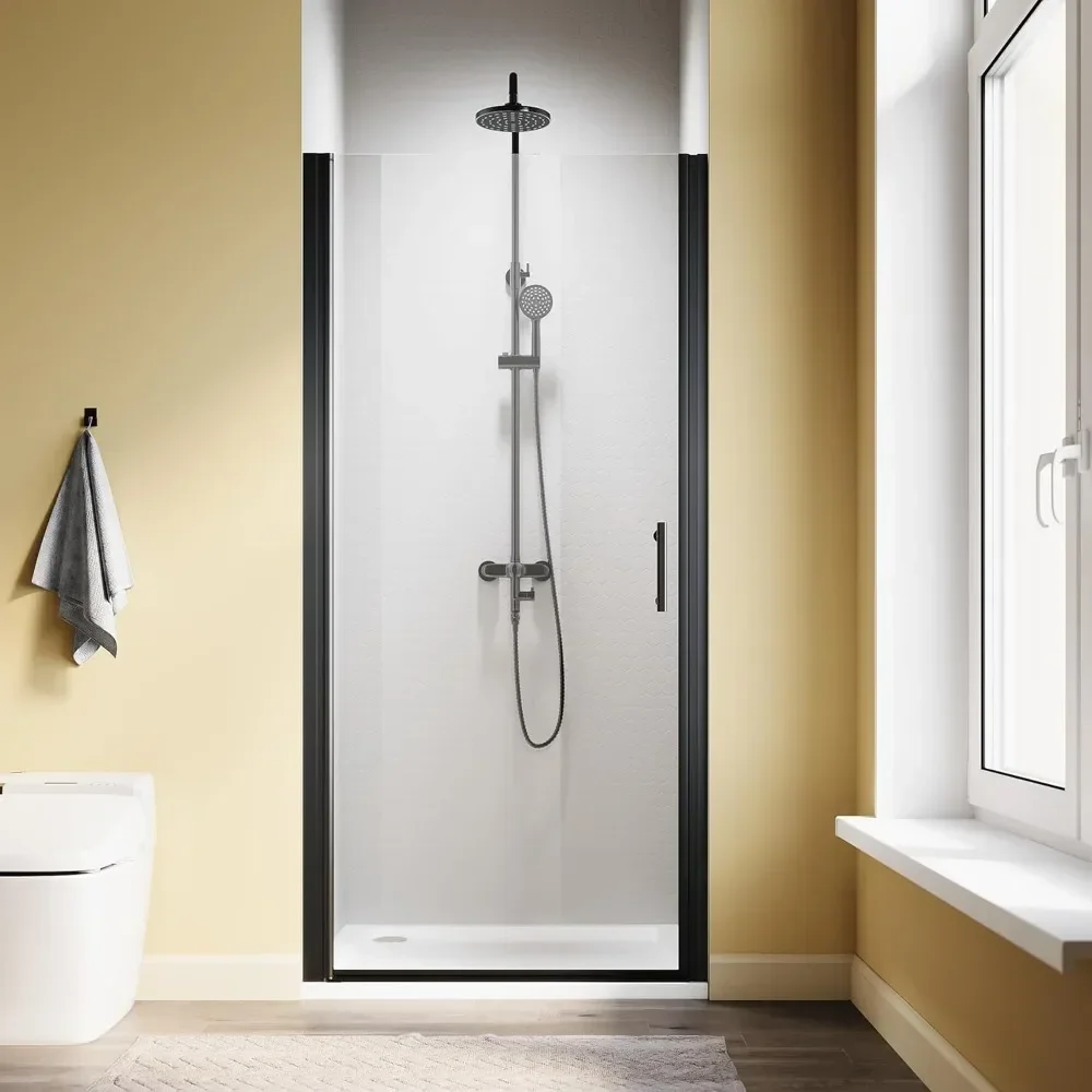 

pivot shower door, 36" w x 72" h, 1/4" tempered glass shower door, pivot swing shower glass door, easy to clean