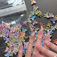 50Pcs 3D Aurora Butterfly Nail Art Charms Mixed Gradient Resin Butterflies Nail Rhinestones for DIY Crafts Manicure Decorations#