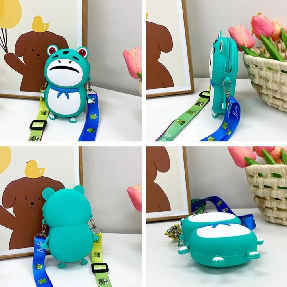 Korean Style Silicone Frog Crossbody Bag Funny Cartoon Streetwear Cartoon Shoulder Bag Animal Coin Purse Travel