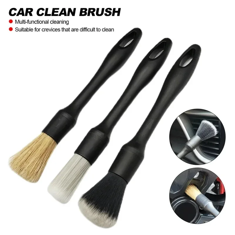 3/6PCS Car Exterior Interior Detail Brush Boar Hair Bristle Brushes for Car Cleaning Auto Detail Tools Dashboard Cleaning Brush
