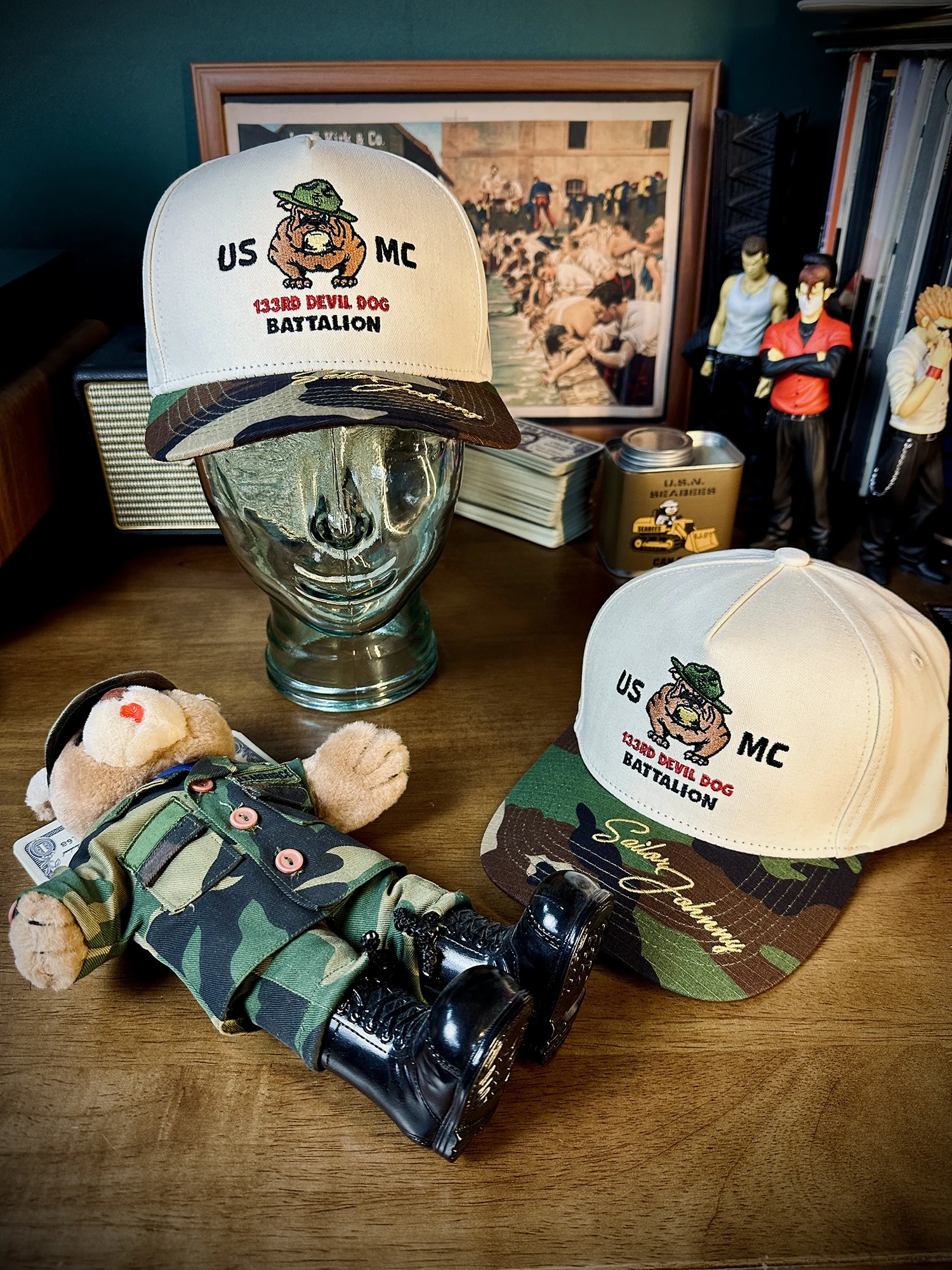 Sailor Johnny American Retro Camouflage Truck Hat Adjustable Large Head Size for Men And Women Daily Wear Cotton Baseball Cap