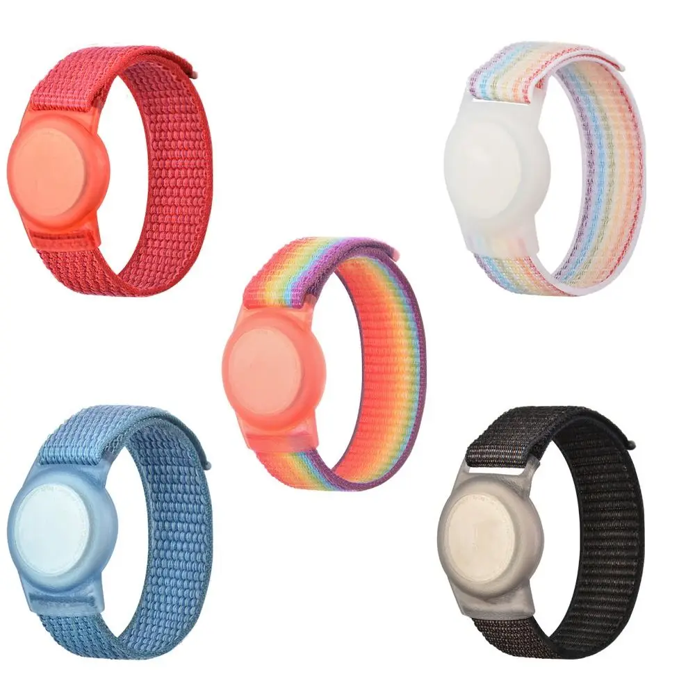 ไนลอนที่มีสีสันป้องกันกรณี Anti-Lost สายรัดข้อมือแบบถอดเปลี่ยนได้ปรับยืดสายนาฬิกาสําหรับ Airtag Cat