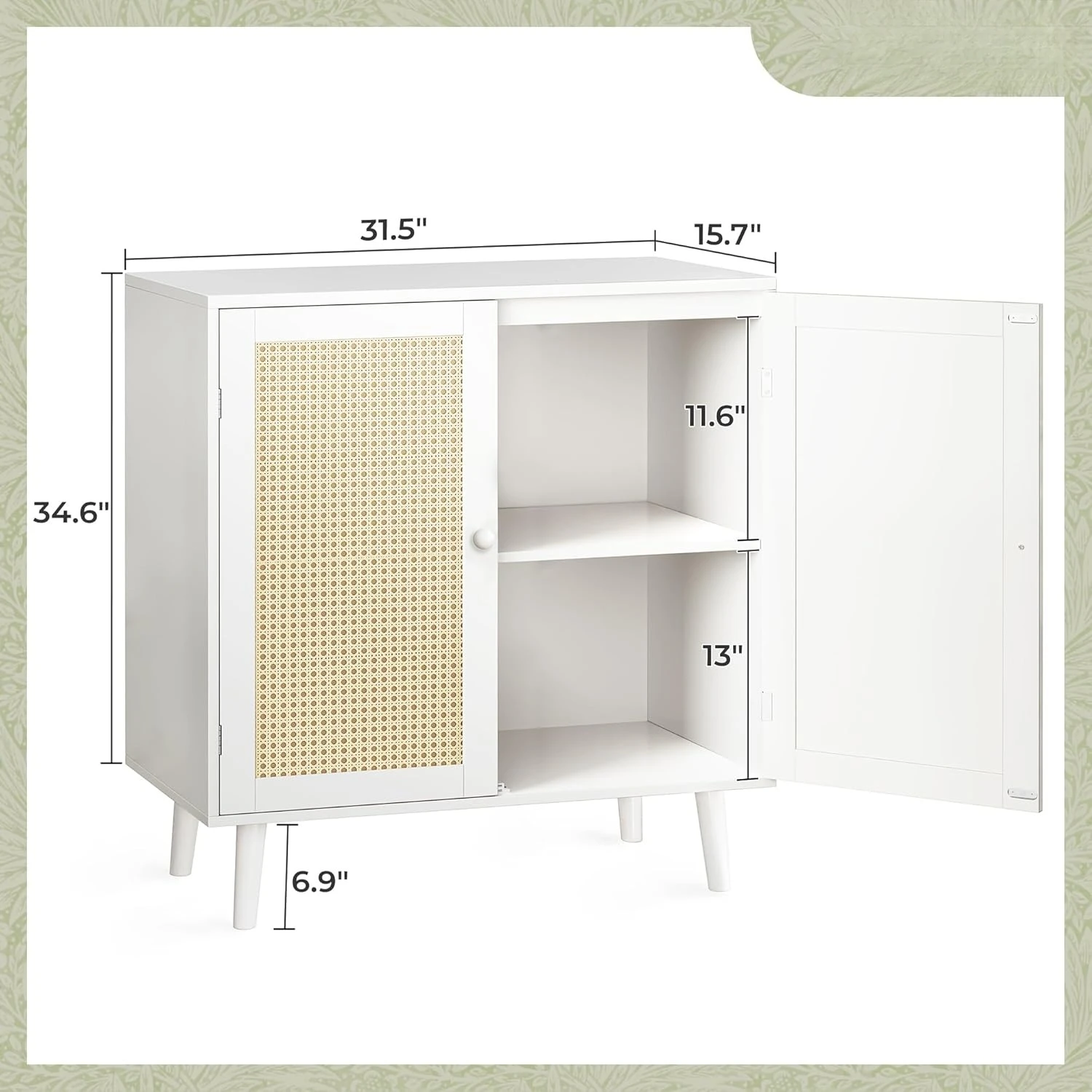 

Buffet Cabinet with Storage, Storage Cabinet with PE Rattan Decor Doors, Solid Wood Feet, for Hallway, Entry, Living Room,New