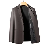 Chaquetas de cuero de primavera y otoño, trajes de cuero casuales, chaquetas de cuero para hombres, chaqueta de cuero genuino de alta gama ajustada de piel de oveja
