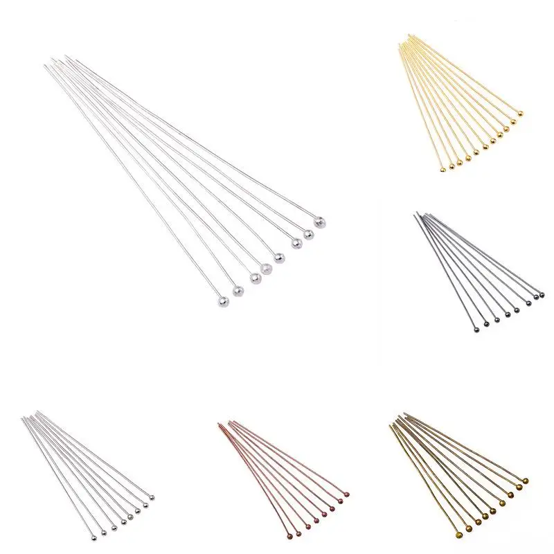 200Pcs Metal Ball Head Pins Durable Gold Silver Rustproof for DIY Jewelry Making Repair Work