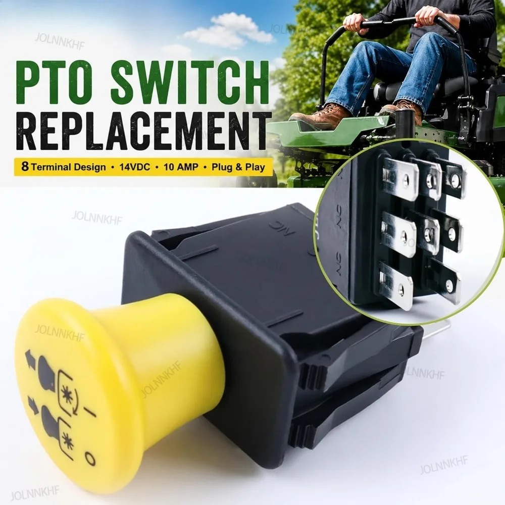PTO Interrupteur D'embrayage 8 Pin 10 AMP Clutch PTO Switchfor Various Models of Lawn Mowers Electronic Push Button Switch