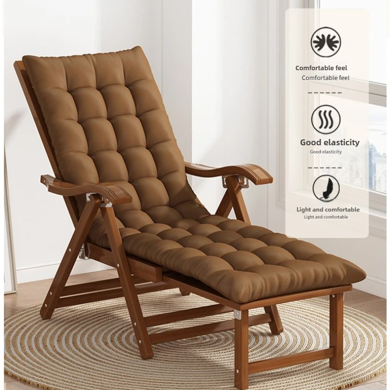 Folding Bamboo Lounge Chair Reclining Rocking Chair Balcony Backrest Leisure Chair for Elderly Portable Nap Relaxation Seat