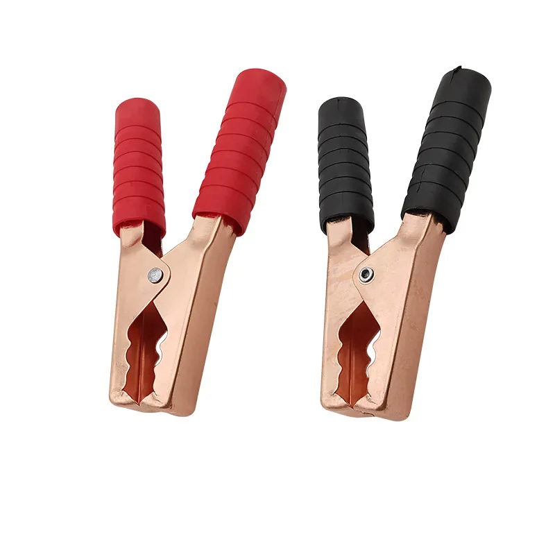 1Pair Crocodile Clip 200A Car Battery Test Alligator Clips Clamp Length 14CM with Red Black Plastic Sheath