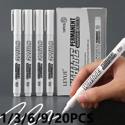 New 1/2/3PCS Waterproof Metal Marker Permanent White Paint Pen Washing Art Painting Graffiti Pens Fabric Wood Leather Marker1MM