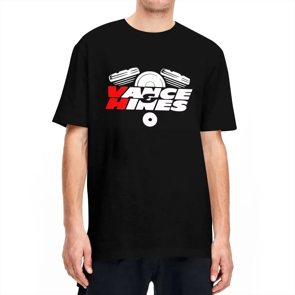 Cotton Hippie Tee Shirt For Men Short-Sleeved Loose Top Tees Vance And Hines T Shirt Summer Motorcycle Racing Classic T Shirts