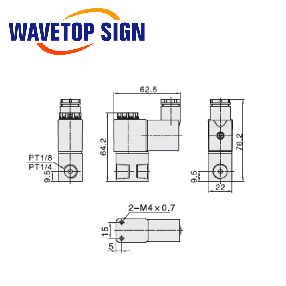 WaveTopSign AirTac 2V025-08 DC24V 220VAC Pneumatic Solenoid Value For Co2 Laser Cutting Engraving Machine