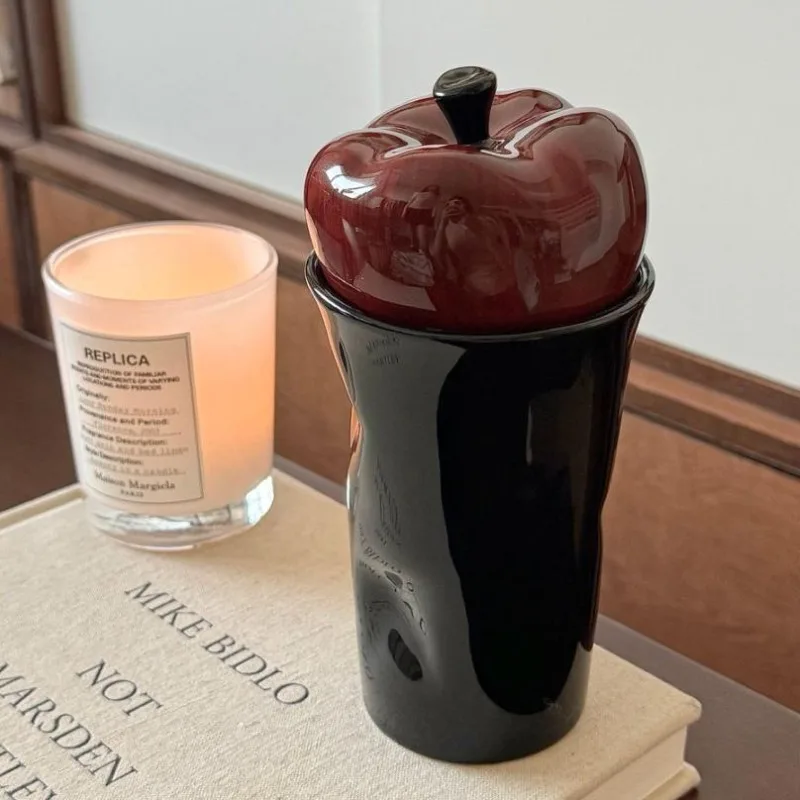 Red Delicious Apples Ceramic Mug Coffee Cup with Lids Tea Cup for Office Home Aesthetics Decorative Hand-painted Drinking Cup