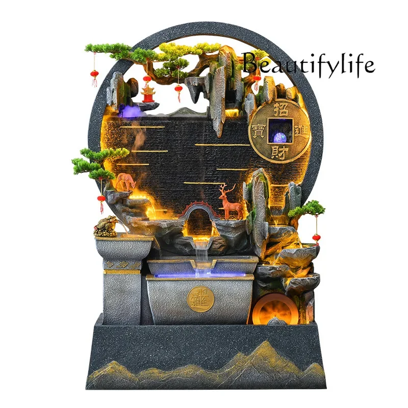 

Rockery water curtain wall making money ornament circulating water feature living room fountain landscaping partition screen