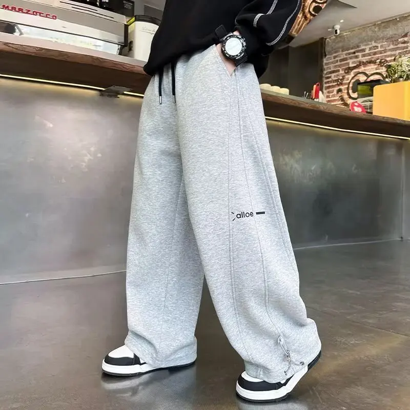 Autumn Boys Causal Pants Kids Loose Cotton Sports Pants 120-170 Navy Blue Grey Trousers for Children Spring Kids Clothing 2025