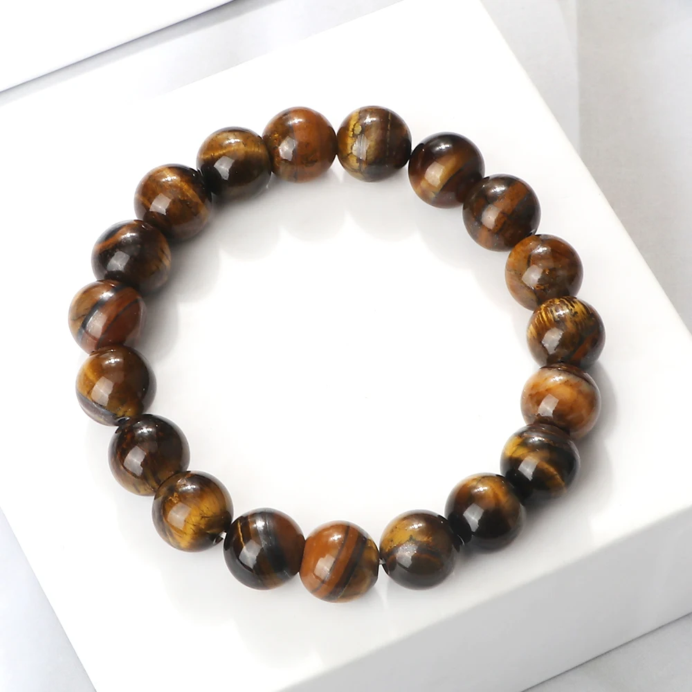 Trendy Natural Stone Beads Tiger Eye Bracelet Handmade Stretch Men Buddha Braclet for Yoga Meditation Jewelry Homme 6mm 8mm 10mm