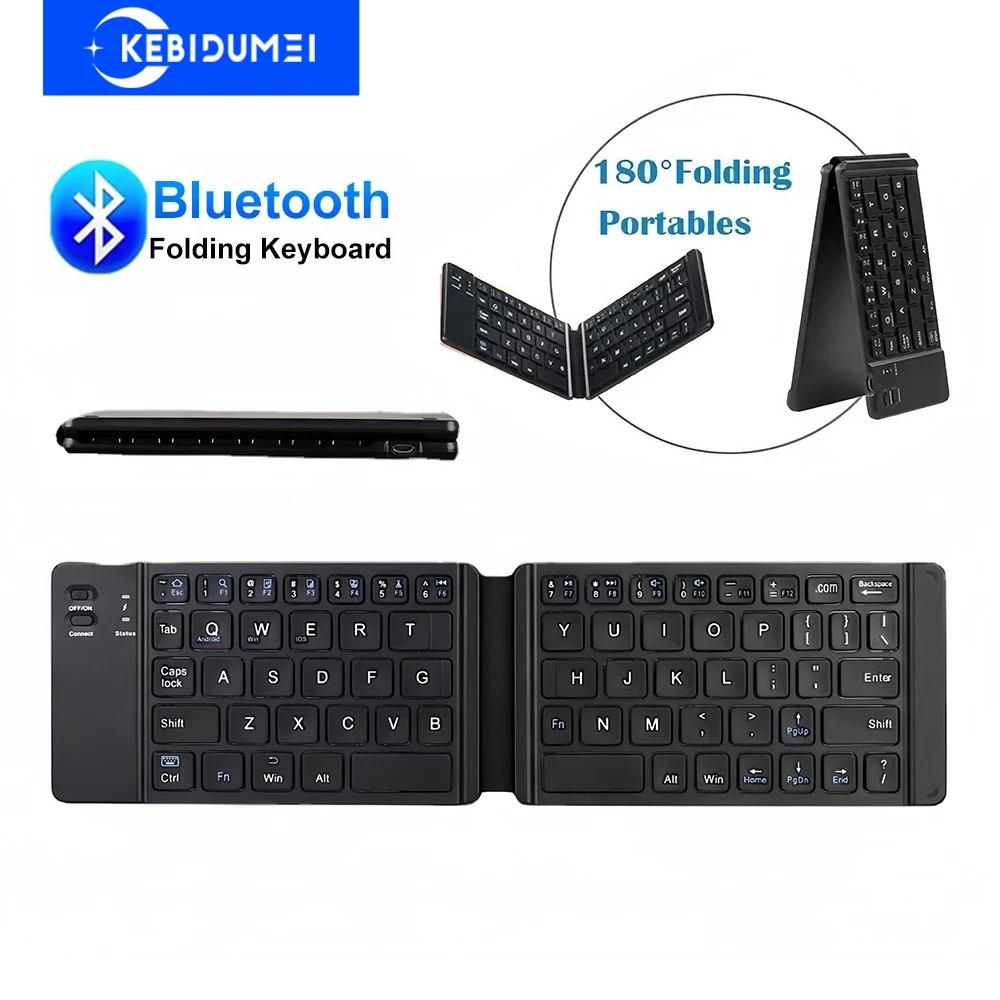 Teclado Bluetooth Portátil Dobrável KEBIDUMEI Mini Teclado Sem Fio Recarregável para Viagem PC Laptop Tablet Windows Android
