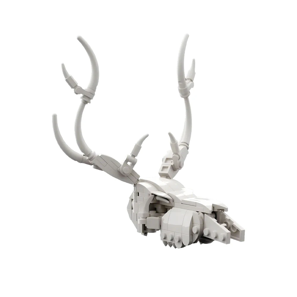 Deer Skull Fossil Building Blocks Kit 275PCS Natural History Collectible with Posable Antlers Adjustable Stand Toy Adult Gift