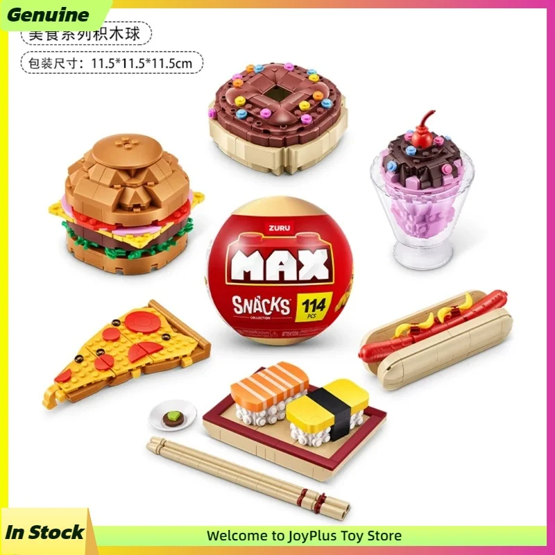 ZURU MAX Snacks Blind Box Building Block Mini Snack Cute Ornament Surprise Ball Assembled Food Toy Funny Play Collection Gift
