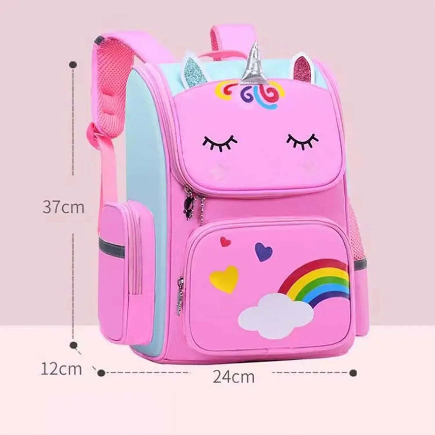 Mochila escolar de dibujos animados para niños y niñas, Bolsa Escolar de unicornio para estudiantes de primaria, color rosa y azul