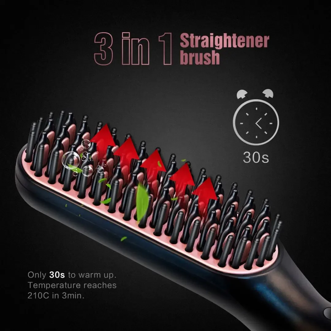 Fluffy Straight Curly Dual-purpose Electric Comb Beard Comb Negative Ion Curling Iron Portable Compact Straight Hair Comb