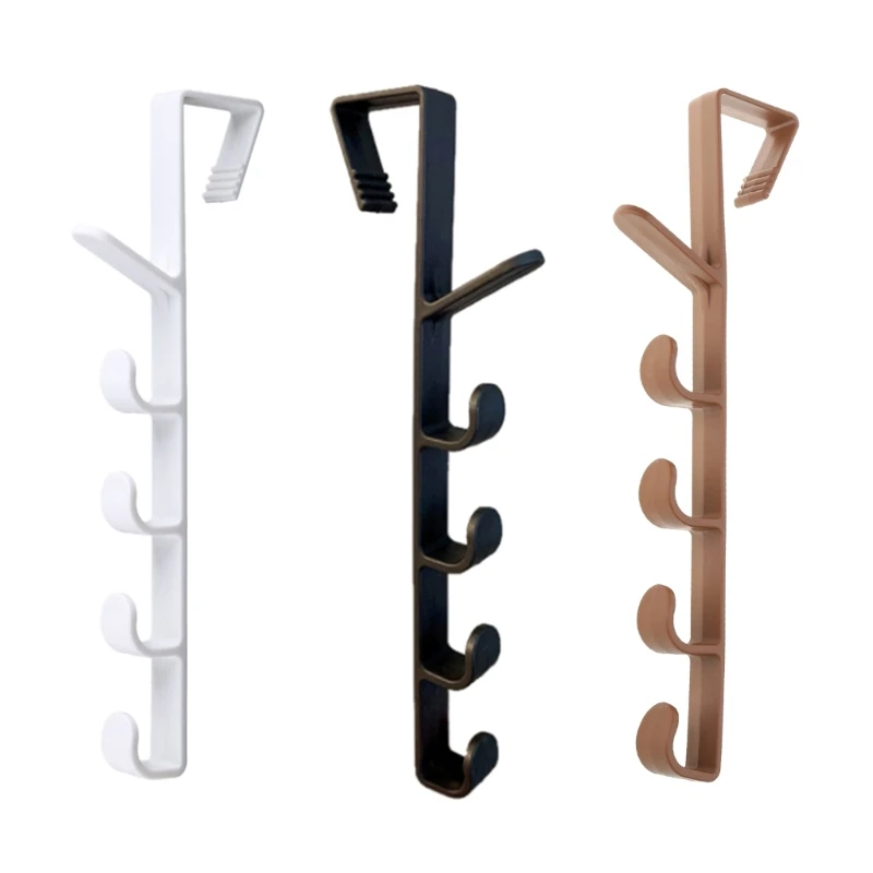 Over The Door Hooks Heavy Duty Plastics Door Hanger Hook with 5 Hooks for Hanging Coat, Towel, Bag, Robe, Hat, Purse