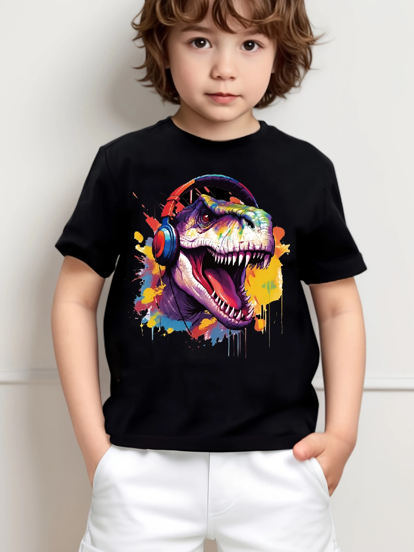 

Cool Dinosaur Roaring 3D Print Boys Creative T-shirt, Casual Lightweight Comfy Short Sleeve Tee Tops, Boys Clothes For Summer